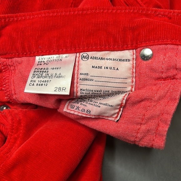 Adriano Goldschmied Red Corduroy Pant - Picture 4 of 5